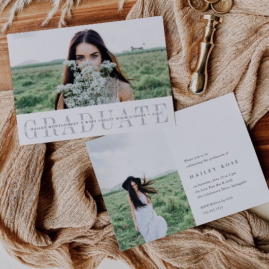 Minimalist Photo Graduation Announcement & Invite Kaart