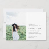 Minimalist Photo Graduation Announcement & Invite Kaart (Achterkant)