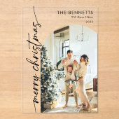 Minimalist Photo Merry Christmas Card Acryl Uitnodigingen (Voorkant)