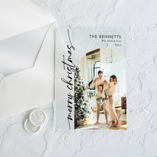 Minimalist Photo Merry Christmas Card Acryl Uitnodigingen