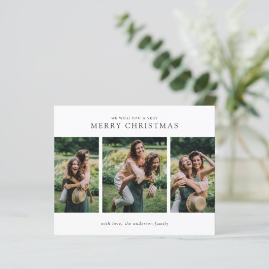 Minimalist Photo Modern Budget Christmas Card (Staand voorkant)