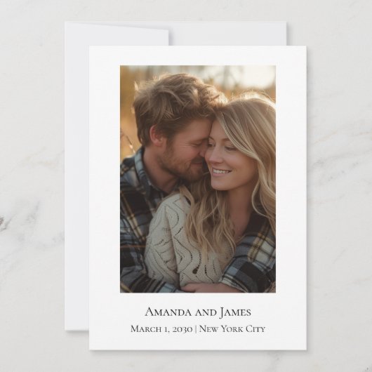 Minimalist Photo | Modern Wedding Announcement Save The Date (Voorkant)