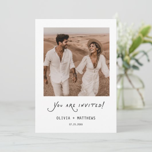 Minimalist Photo Modern Wedding Kaart (Staand voorkant)