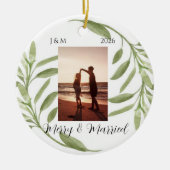 Minimalist Photo Ornament Merry & Married Ornament (Voorkant)