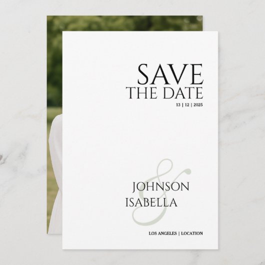 Minimalist Photo Save the Date Card Kaart (Voorkant / Achterkant)
