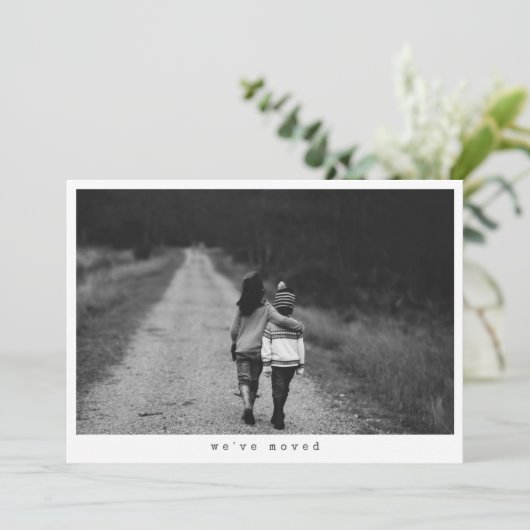 Minimalist Photo We Moved New Home Address Aankondiging (Staand voorkant)