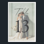 Minimalist Photo Wedding  | Elegant Modern Kaart<br><div class="desc">Elevate your wedding reception with elegant, editorial-style table numbers. This minimalist wedding table number features a soft photo overlay with a refined neutral tone, creating a sophisticated and modern aesthetic. The bold number ensures easy visibility, while the delicate script adds a romantic, high-end touch. Designed to perfectly match your wedding...</div>