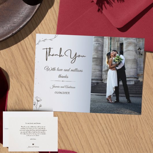 Minimalist Photo Wedding Thank You Card – Horizont Bedankkaart