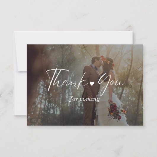 Minimalist Photo Wedding Thank You Card with Scrip Bedankkaart (Voorkant)