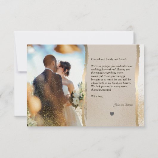 Minimalist Photo Wedding Thank You Card with Scrip Bedankkaart (Achterkant)
