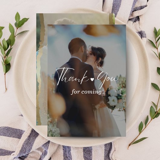 Minimalist Photo Wedding Thank You Card with Scrip Bedankkaart