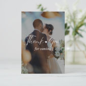 Minimalist Photo Wedding Thank You Card with Scrip Bedankkaart (Staand voorkant)