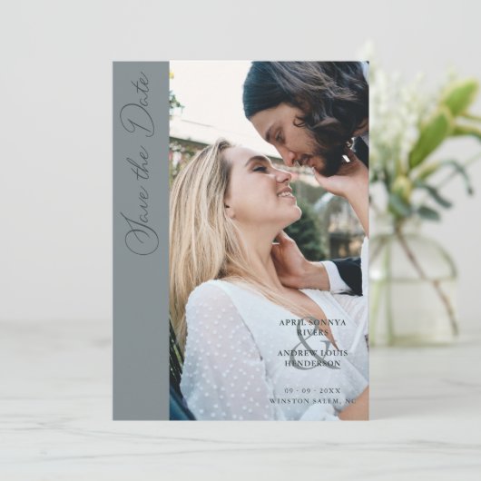 Minimalist Photo Whimsical Typography Save The Date (Staand voorkant)