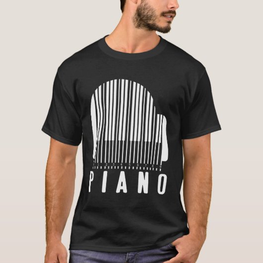 Minimalist Piano Barcode Style Music Lover Humor T-shirt (Voorkant)