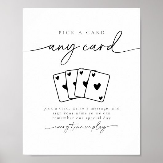 Minimalist Pick A Card Guestbook Sign Poster (Voorkant)