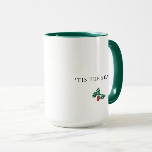 Minimalist Pine Branch Christmas – ’Tis The Season Mok (Voorkant rechts)