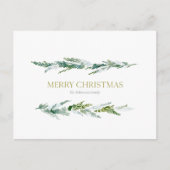 Minimalist Pine Branch Merry Christmas Postcard Briefkaart (Voorkant)