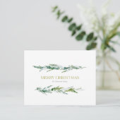 Minimalist Pine Branch Merry Christmas Postcard Briefkaart (Staand voorkant)