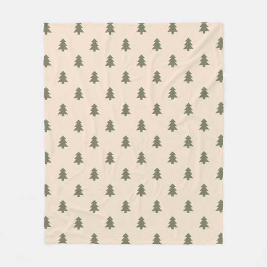 Minimalist Pine Tree Beige Boho Farmhouse Winter Fleece Deken (Voorkant)