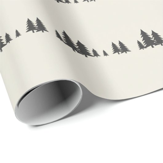 Minimalist Pine Tree Line Modern  Cadeaupapier (Rol Hoek)
