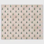 Minimalist Pine Tree Pattern Green Christmas Cadeaupapier (Vlak)