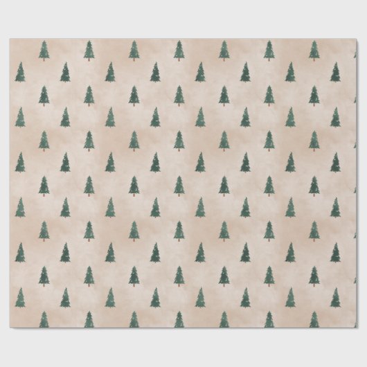 Minimalist Pine Tree Pattern Green Christmas Cadeaupapier (Vlak)