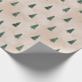 Minimalist Pine Tree Pattern Green Christmas Cadeaupapier (Hoek)