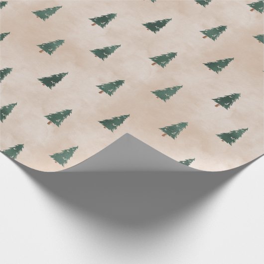 Minimalist Pine Tree Pattern Green Christmas Cadeaupapier (Hoek)