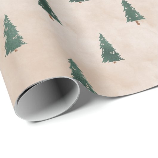 Minimalist Pine Tree Pattern Green Christmas Cadeaupapier (Rol Hoek)