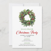 Minimalist Pine Wreath Christmas Party Card Kaart (Voorkant)