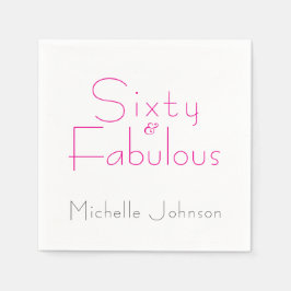 Minimalist Pink 60 & Fabulous 60th Birthday Party Servet