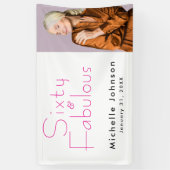 Minimalist Pink 60 & Fabulous 60th Birthday Party Spandoek (Verticaal)