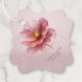Minimalist Pink and Gold Poppy Wedding Bedankjes Labels (Voorkant)
