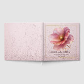 Minimalist Pink and Gold Poppy Wedding Gastenboek (Volledig)