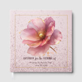 Minimalist Pink and Gold Poppy Wedding Gastenboek (Voorkant)