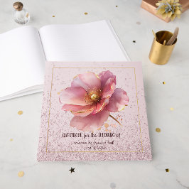 Minimalist Pink and Gold Poppy Wedding Gastenboek