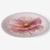 Minimalist Pink and Gold Poppy Wedding Papieren Bordje (Gekanteld)