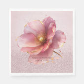 Minimalist Pink and Gold Poppy Wedding Servet (Voorkant)