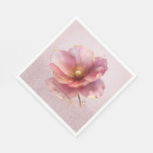 Minimalist Pink and Gold Poppy Wedding Servet (Hoek)