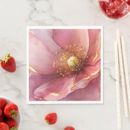 Minimalist Pink and Gold Poppy Wedding Servet