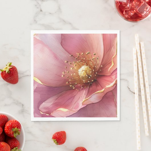 Minimalist Pink and Gold Poppy Wedding Servet (Insitu)