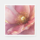 Minimalist Pink and Gold Poppy Wedding Servet (Voorkant)