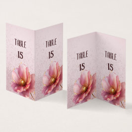 Minimalist Pink and Gold Poppy Wedding Visitekaartje