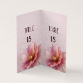 Minimalist Pink and Gold Poppy Wedding Visitekaartje (Binnen)