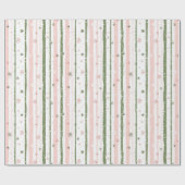 Minimalist Pink and Green Snowflakes Pattern  Cadeaupapier (Vlak)