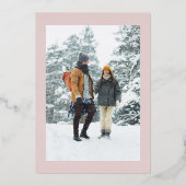 Minimalist Pink Arch Twee foto Christmas Roos Gold Folie Feestdagenkaart (Achterkant)