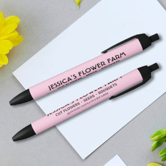 Minimalist Pink & Black Business Name Social Media Zwarte Inkt Pen
