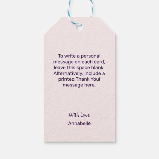 Minimalist Pink Blush Flower Heart Bedankt Cadeaulabel (Achterkant)