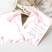 Minimalist Pink Bow Baby Shower Kaart