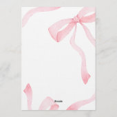 Minimalist Pink Bow Baby Shower Kaart (Achterkant)